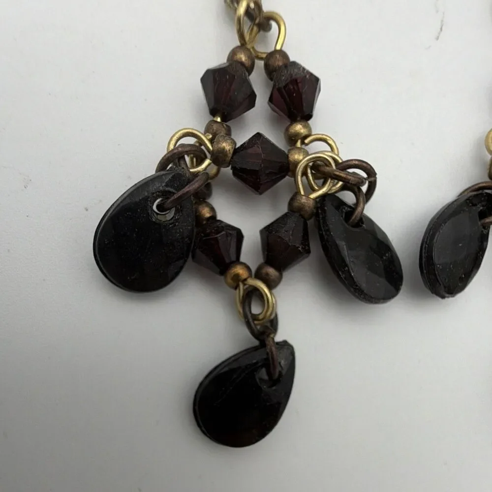 Black Teardrop Glass Beaded Chandelier Dangle Drop Earrings Leverback 2